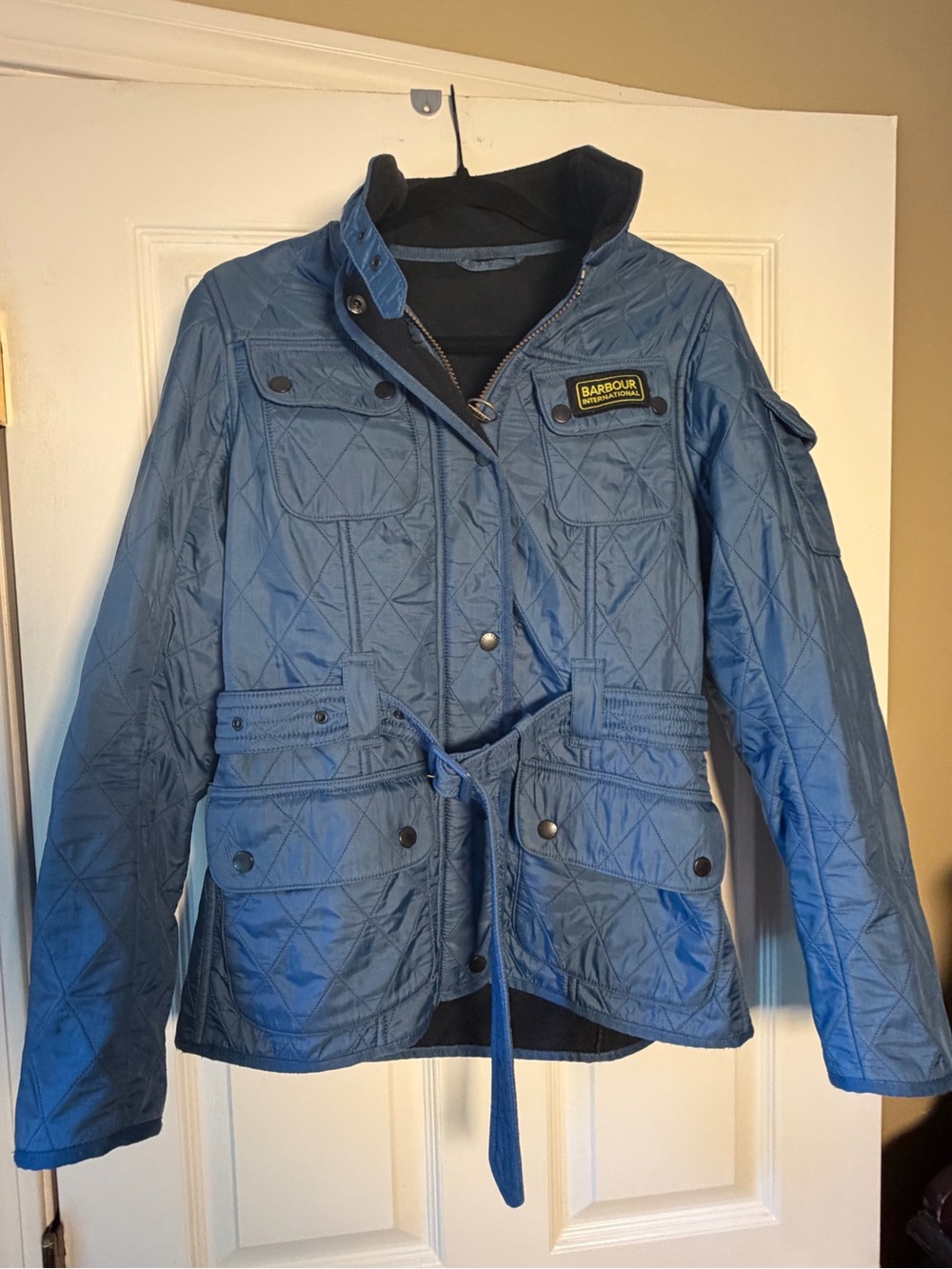 Barbour International Blue Belted Polarquilt Fleece Jacket | US 6 UK 10